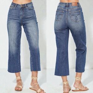 Judy Blue High Rise Back Pocket Embroidery Crop Wide Leg Jeans NWT